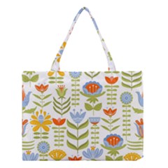 Seamless Pattern With Various Flowers Leaves Folk Motif Medium Tote Bag by Mog4mog4