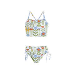 Seamless Pattern With Various Flowers Leaves Folk Motif Girls  Tankini Swimsuit by Mog4mog4