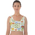 Seamless Pattern With Various Flowers Leaves Folk Motif Velvet Crop Top View1