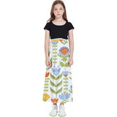 Seamless Pattern With Various Flowers Leaves Folk Motif Kids  Flared Maxi Skirt by Mog4mog4