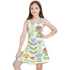 Seamless Pattern With Various Flowers Leaves Folk Motif Kids  Lightweight Sleeveless Dress by Mog4mog4