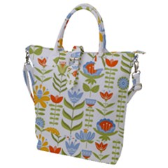 Seamless Pattern With Various Flowers Leaves Folk Motif Buckle Top Tote Bag by Mog4mog4