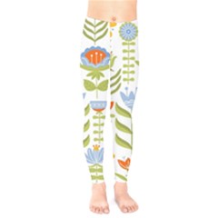 Seamless Pattern With Various Flowers Leaves Folk Motif Kids  Classic Winter Leggings by Mog4mog4