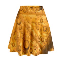 Lime Water Bubbles Macro Light Detail Background High Waist Skirt