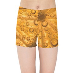 Lime Water Bubbles Macro Light Detail Background Kids  Sports Shorts