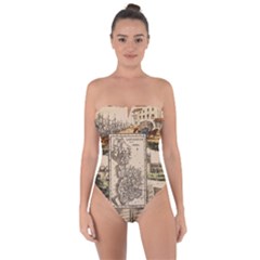 Antique Map Railway Lines Railway Train Char Tie Back One Piece Swimsuit by Mog4mog4