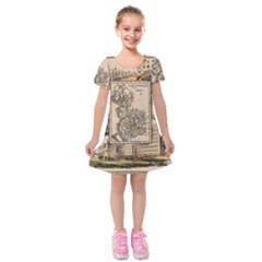 Antique Map Railway Lines Railway Train Char Kids  Short Sleeve Velvet Dress by Mog4mog4