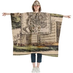 Antique Map Railway Lines Railway Train Char Women s Hooded Rain Ponchos by Mog4mog4