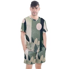 Spring Floral Plants Foliage Minimal Minimalist Men s Mesh Tee And Shorts Set