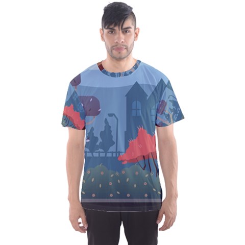 Town Vector Illustration Illustrator City Urban Men s Sport Mesh Tee by Mog4mog4