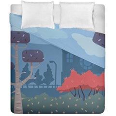 Town Vector Illustration Illustrator City Urban Duvet Cover Double Side (california King Size) by Mog4mog4