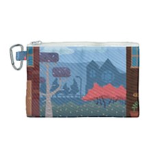 Town Vector Illustration Illustrator City Urban Canvas Cosmetic Bag (medium) by Mog4mog4