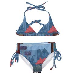 Town Vector Illustration Illustrator City Urban Kids  Classic Bikini Set by Mog4mog4