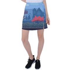 Town Vector Illustration Illustrator City Urban Tennis Skirt by Mog4mog4