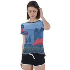 Town Vector Illustration Illustrator City Urban Short Sleeve Open Back Tee by Mog4mog4