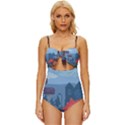 Town Vector Illustration Illustrator City Urban Knot Front One-Piece Swimsuit View1