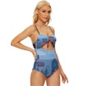 Town Vector Illustration Illustrator City Urban Knot Front One-Piece Swimsuit View3