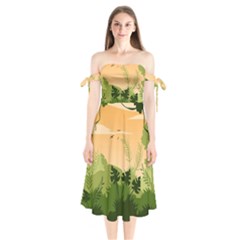 Forest Images Vector Shoulder Tie Bardot Midi Dress by Mog4mog4