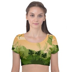 Forest Images Vector Velvet Short Sleeve Crop Top  by Mog4mog4