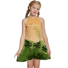 Forest Images Vector Kids  Halter Collar Waist Tie Chiffon Dress by Mog4mog4