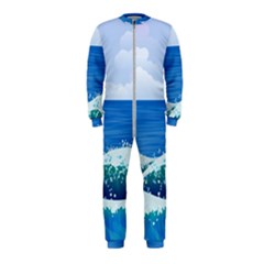 Illustration Landscape Sea Ocean Waves Beach Blue Onepiece Jumpsuit (kids)