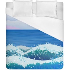 Illustration Landscape Sea Ocean Waves Beach Blue Duvet Cover (california King Size) by Mog4mog4