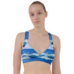 Illustration Landscape Sea Ocean Waves Beach Blue Sweetheart Sports Bra by Mog4mog4