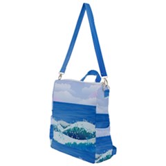 Illustration Landscape Sea Ocean Waves Beach Blue Crossbody Backpack by Mog4mog4