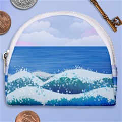 Illustration Landscape Sea Ocean Waves Beach Blue Horseshoe Style Canvas Pouch by Mog4mog4