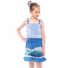 Illustration Landscape Sea Ocean Waves Beach Blue Kids  Overall Dress by Mog4mog4