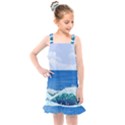 Illustration Landscape Sea Ocean Waves Beach Blue Kids  Overall Dress View1