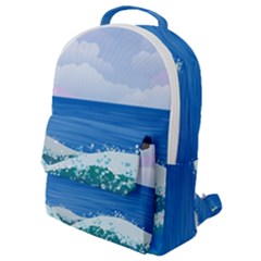 Illustration Landscape Sea Ocean Waves Beach Blue Flap Pocket Backpack (small) by Mog4mog4