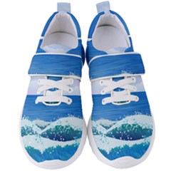 Illustration Landscape Sea Ocean Waves Beach Blue Women s Velcro Strap Shoes by Mog4mog4