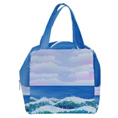 Illustration Landscape Sea Ocean Waves Beach Blue Boxy Hand Bag by Mog4mog4