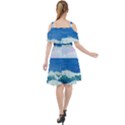 Illustration Landscape Sea Ocean Waves Beach Blue Cut Out Shoulders Chiffon Dress View2