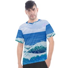 Illustration Landscape Sea Ocean Waves Beach Blue Men s Sport Top by Mog4mog4