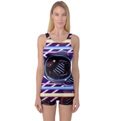 Abstract Sphere Room 3d Design Shape Circle One Piece Boyleg Swimsuit by Mog4mog4