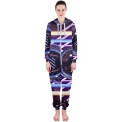 Abstract Sphere Room 3d Design Shape Circle Hooded Jumpsuit (ladies)