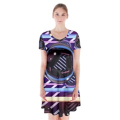 Abstract Sphere Room 3d Design Shape Circle Short Sleeve V-neck Flare Dress by Mog4mog4