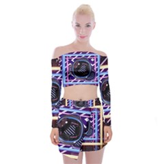 Abstract Sphere Room 3d Design Shape Circle Off Shoulder Top With Mini Skirt Set by Mog4mog4