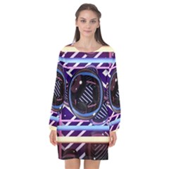 Abstract Sphere Room 3d Design Shape Circle Long Sleeve Chiffon Shift Dress  by Mog4mog4