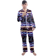 Abstract Sphere Room 3d Design Shape Circle Men s Long Sleeve Satin Pajamas Set