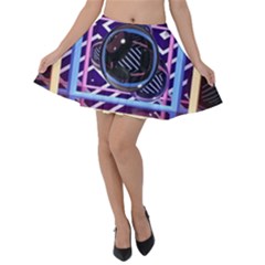 Abstract Sphere Room 3d Design Shape Circle Velvet Skater Skirt