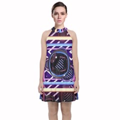 Abstract Sphere Room 3d Design Shape Circle Velvet Halter Neckline Dress  by Mog4mog4