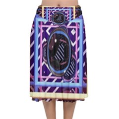 Abstract Sphere Room 3d Design Shape Circle Velvet Flared Midi Skirt by Mog4mog4