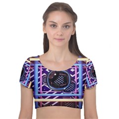 Abstract Sphere Room 3d Design Shape Circle Velvet Short Sleeve Crop Top  by Mog4mog4