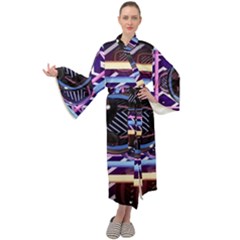 Abstract Sphere Room 3d Design Shape Circle Maxi Velvet Kimono by Mog4mog4