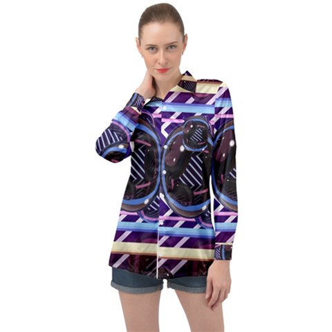 Abstract Sphere Room 3d Design Shape Circle Long Sleeve Satin Shirt by Mog4mog4