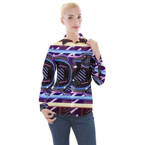 Abstract Sphere Room 3d Design Shape Circle Women s Long Sleeve Pocket Shirt by Mog4mog4