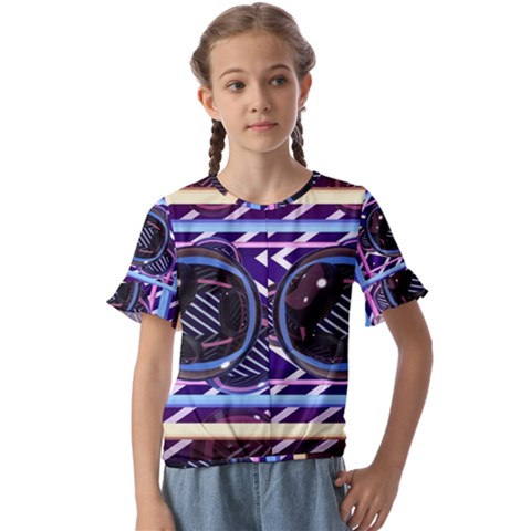 Abstract Sphere Room 3d Design Shape Circle Kids  Cuff Sleeve Scrunch Bottom Tee by Mog4mog4